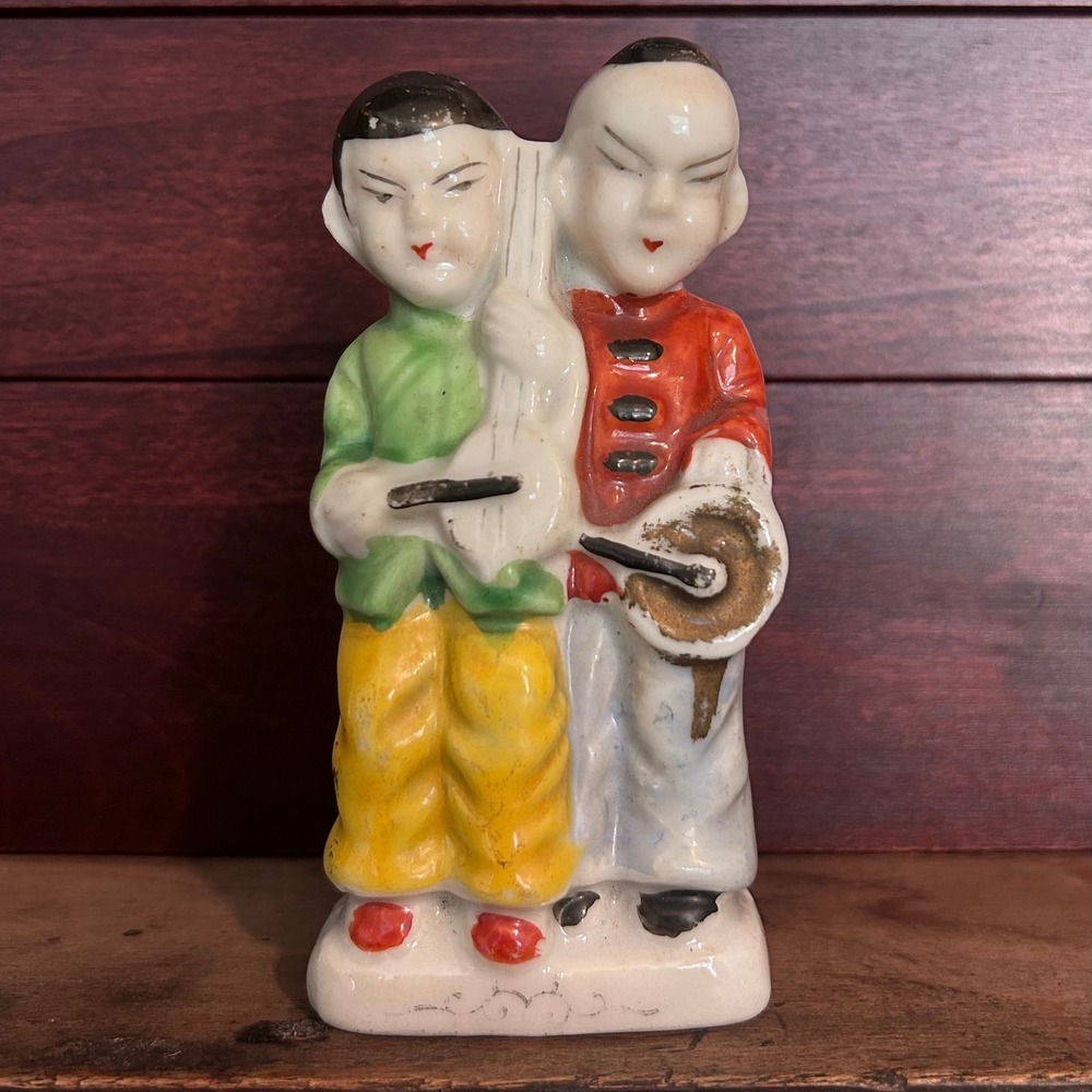 Vtg Made in Occupied Japan Porcelain Musicians Figurine 4 inch Asian Decor